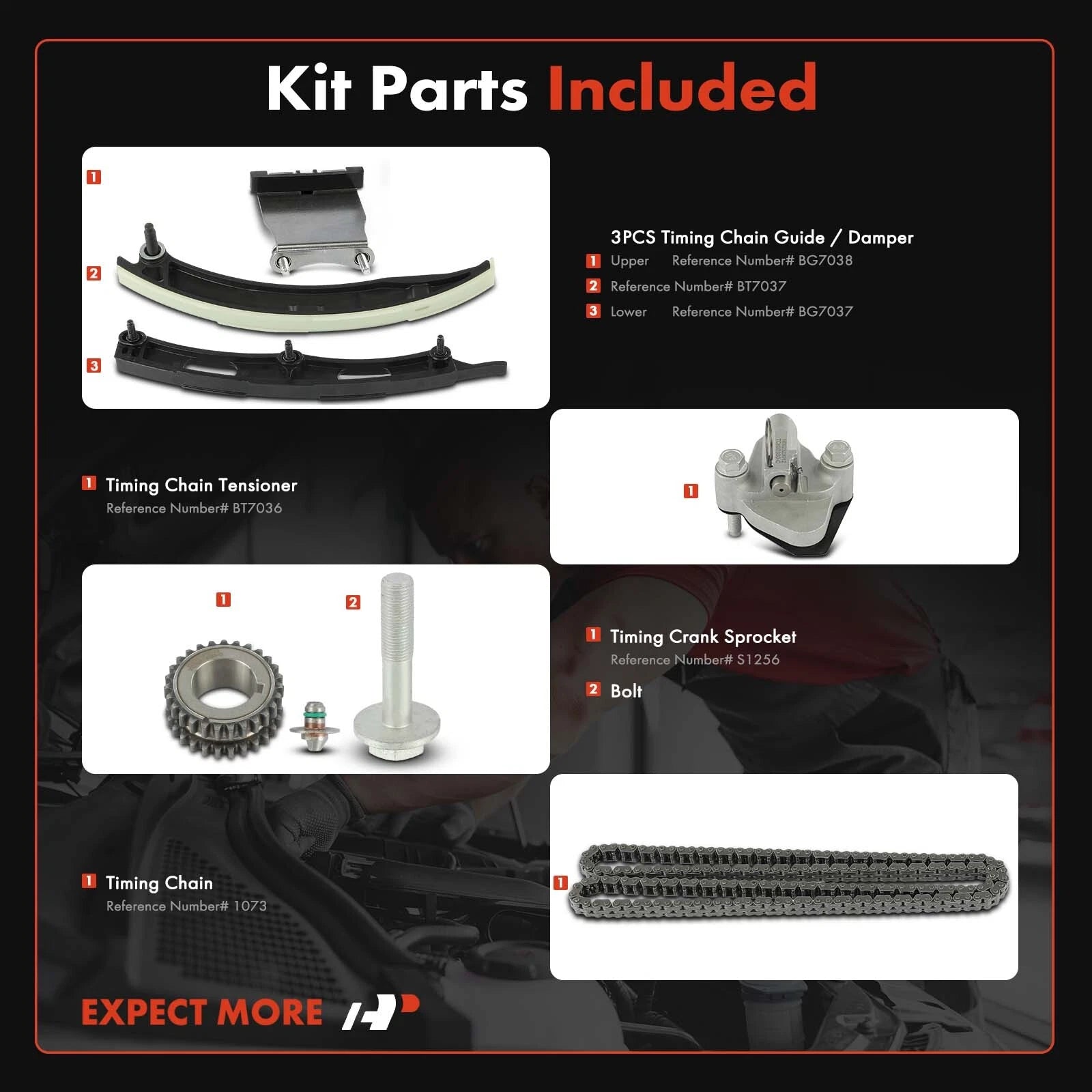 Set of 8 Timing Chain Kits for Chevrolet Equinox (2018–2020) Malibu (2016–2020)