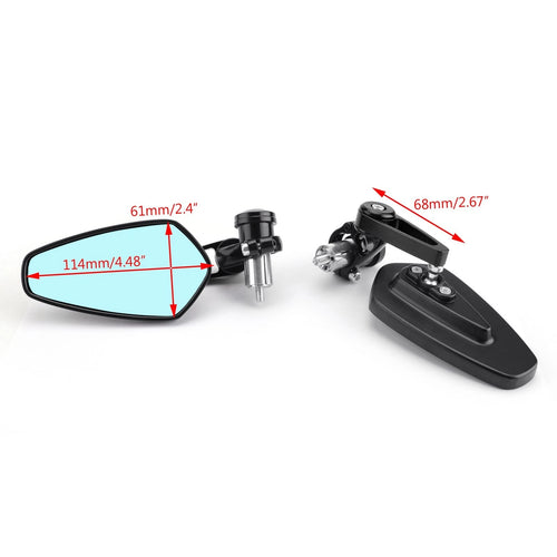 1 Pair 22mm 7/8" Black Handle Bar End Side Mirrors for Motorcycle