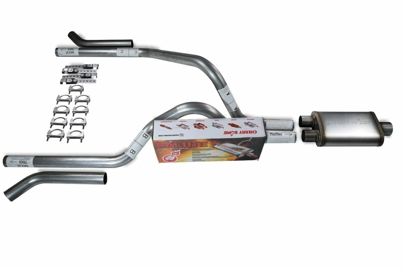 2.5" Dual Exhaust Kit for Dodge Dakota (1997–2005) - Cherry Bomb Salute