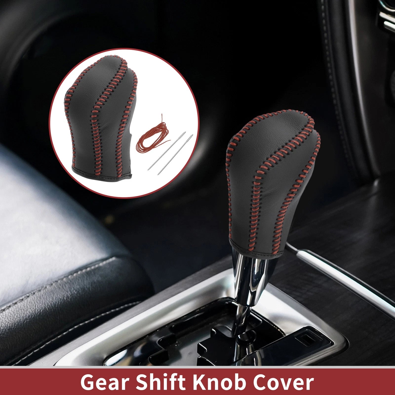 1 Pc Gear Shift Knob Cover for Nissan Maxima (2016–2023) Black Brown Faux Leather