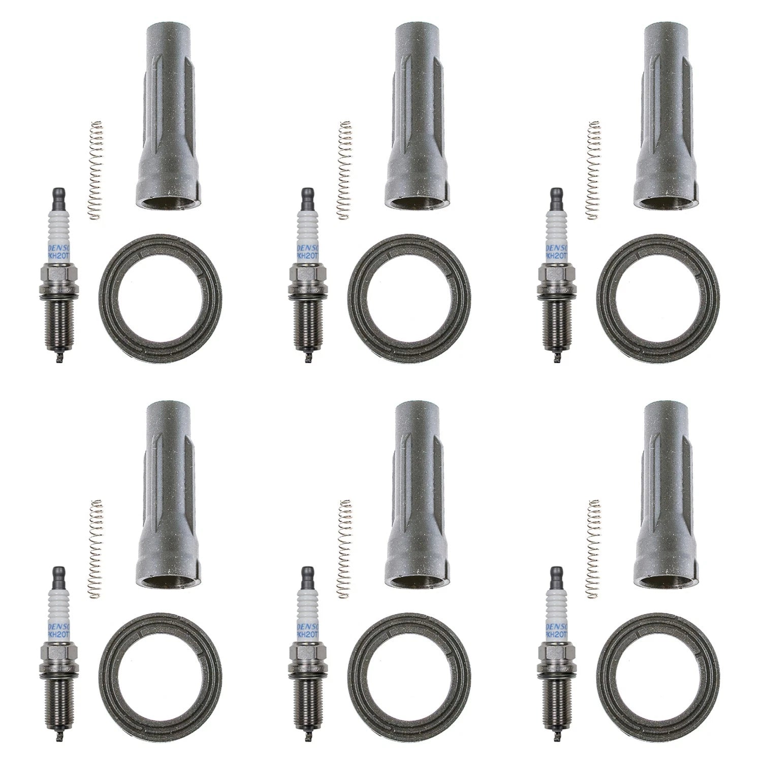 Set of 6 Denso Platinum TT Spark Plugs & Coil Boots for ES350 Camry Venza (2007–2017)