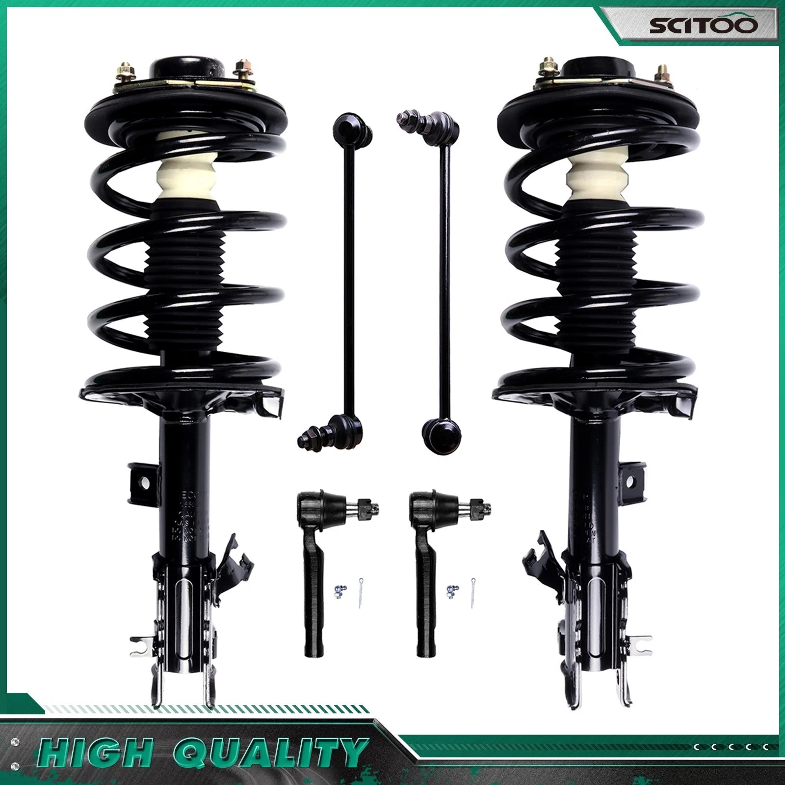 Front strut shocks sway bar link outer tie rod kit for Nissan Quest (2004–2009)