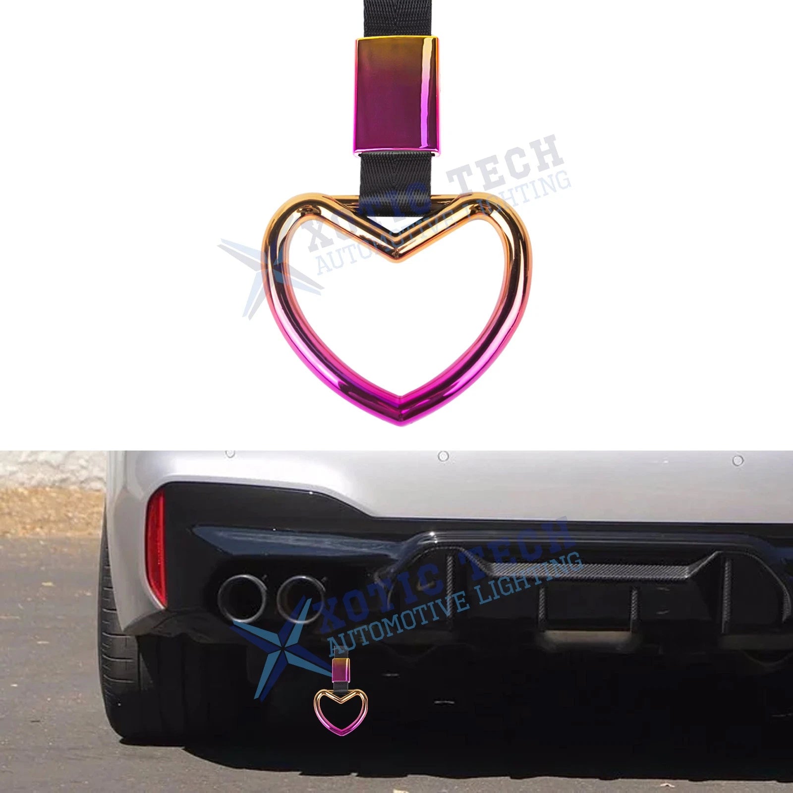 Iridescent Heart-Shaped Japanese Car Door Handle Charm Drift Hanger (—)