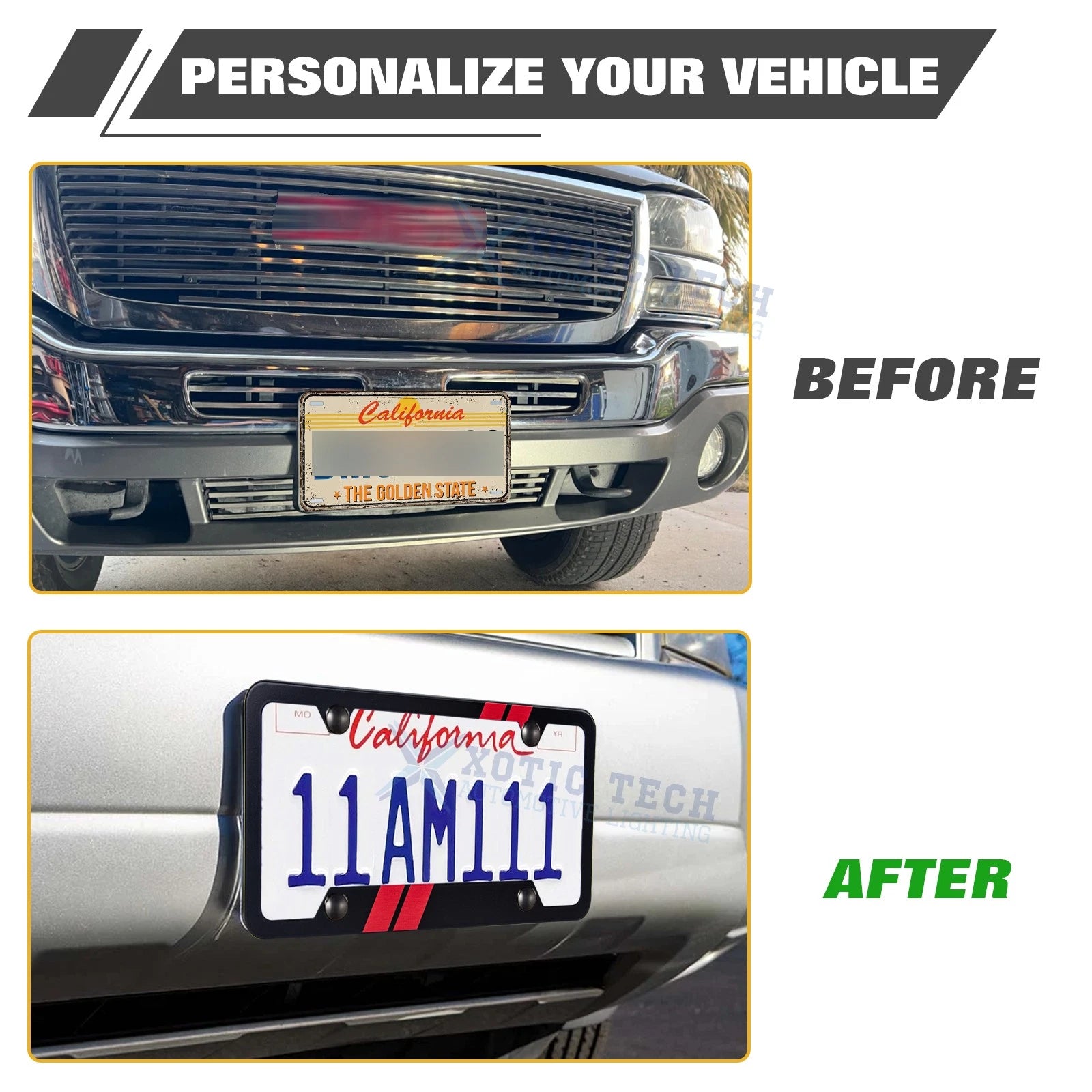 Stripe Slash License Plate Frame & Valve Stem Caps for Dodge (-)