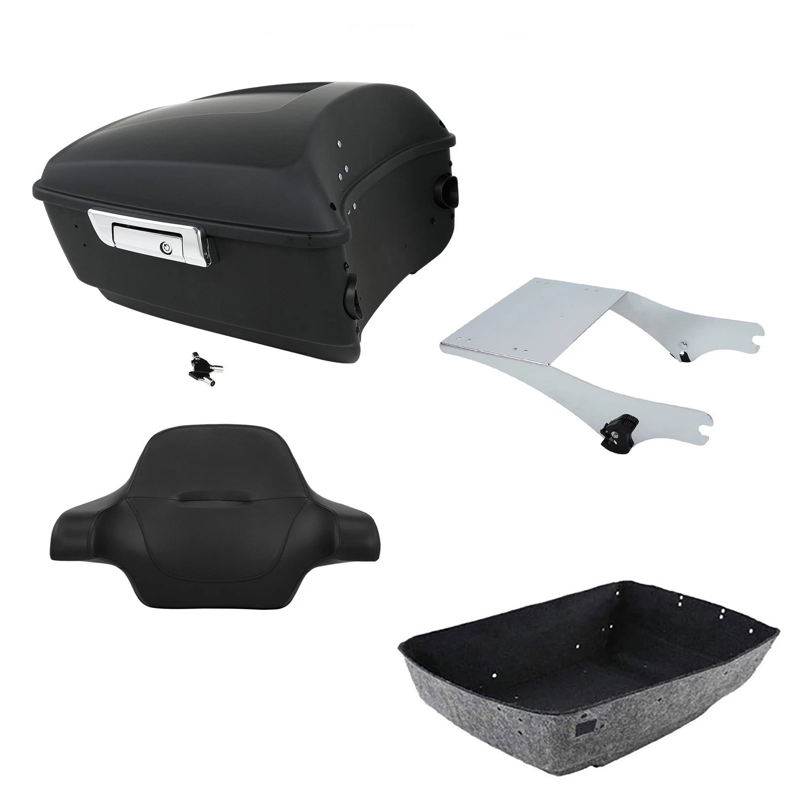 Matte Black Trunk Backrest Pad Mount Rack for Harley Touring (1997–2008)