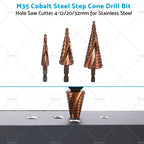 Cobalt Steel Step Cone Drill Bit Hole Cutter 4-32mm for Stainless Steel
