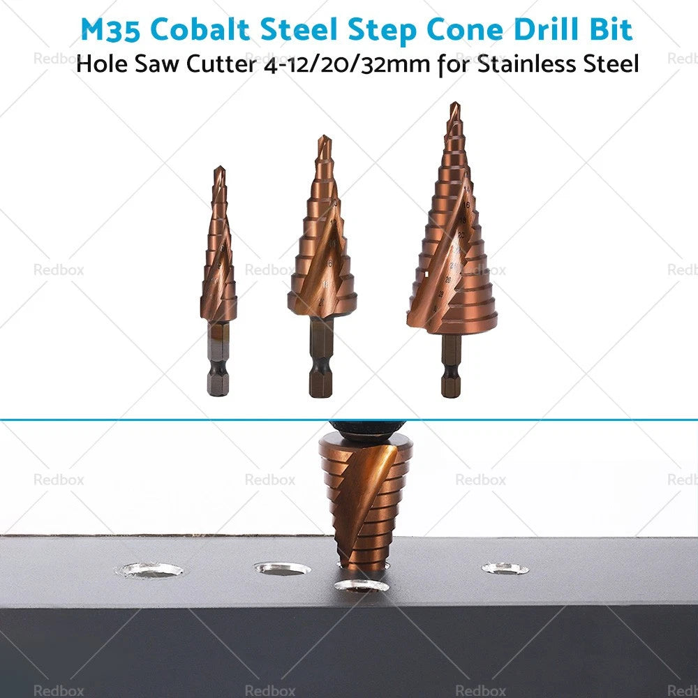 Cobalt Steel Step Cone Drill Bit Hole Cutter 4-32mm for Stainless Steel