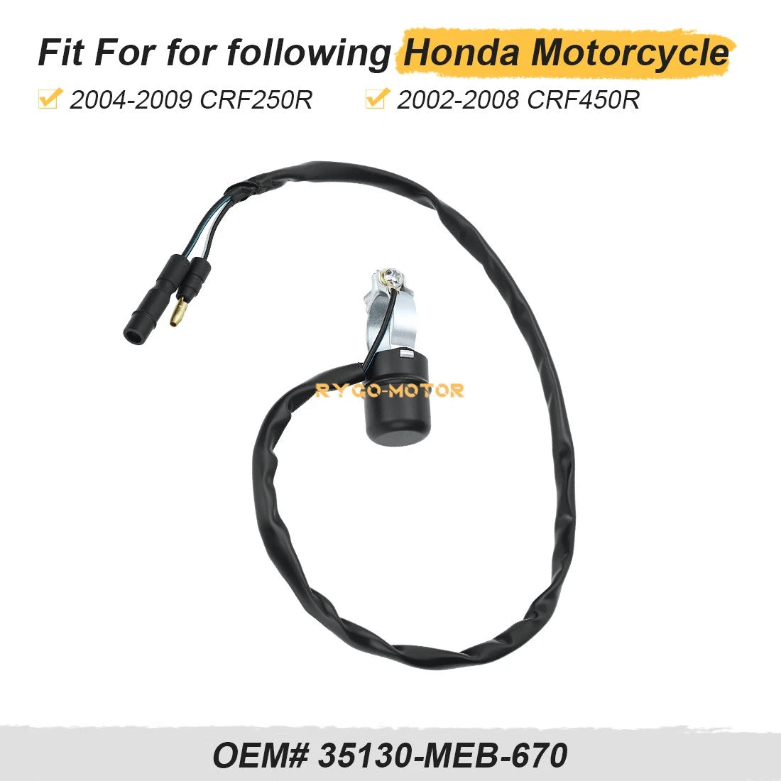 Stop Kill Switch Assembly for Honda CRF250R CRF450R (2002–2009) 35130-MEB-670