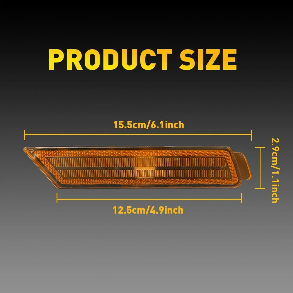 2X Amber Yellow Front Side Marker Light Housings for Chevrolet Camaro (2010-2015)