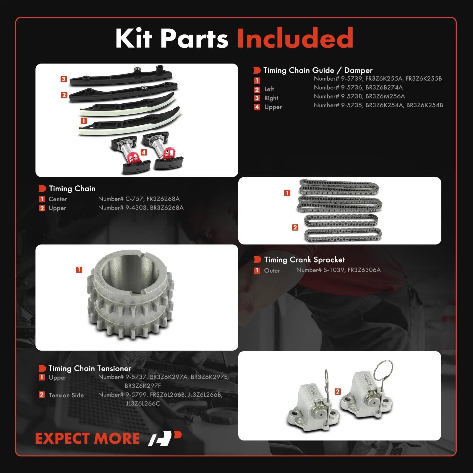 15x Timing Chain Kit for Ford F-150, Mustang (2015–2017) 5.0L