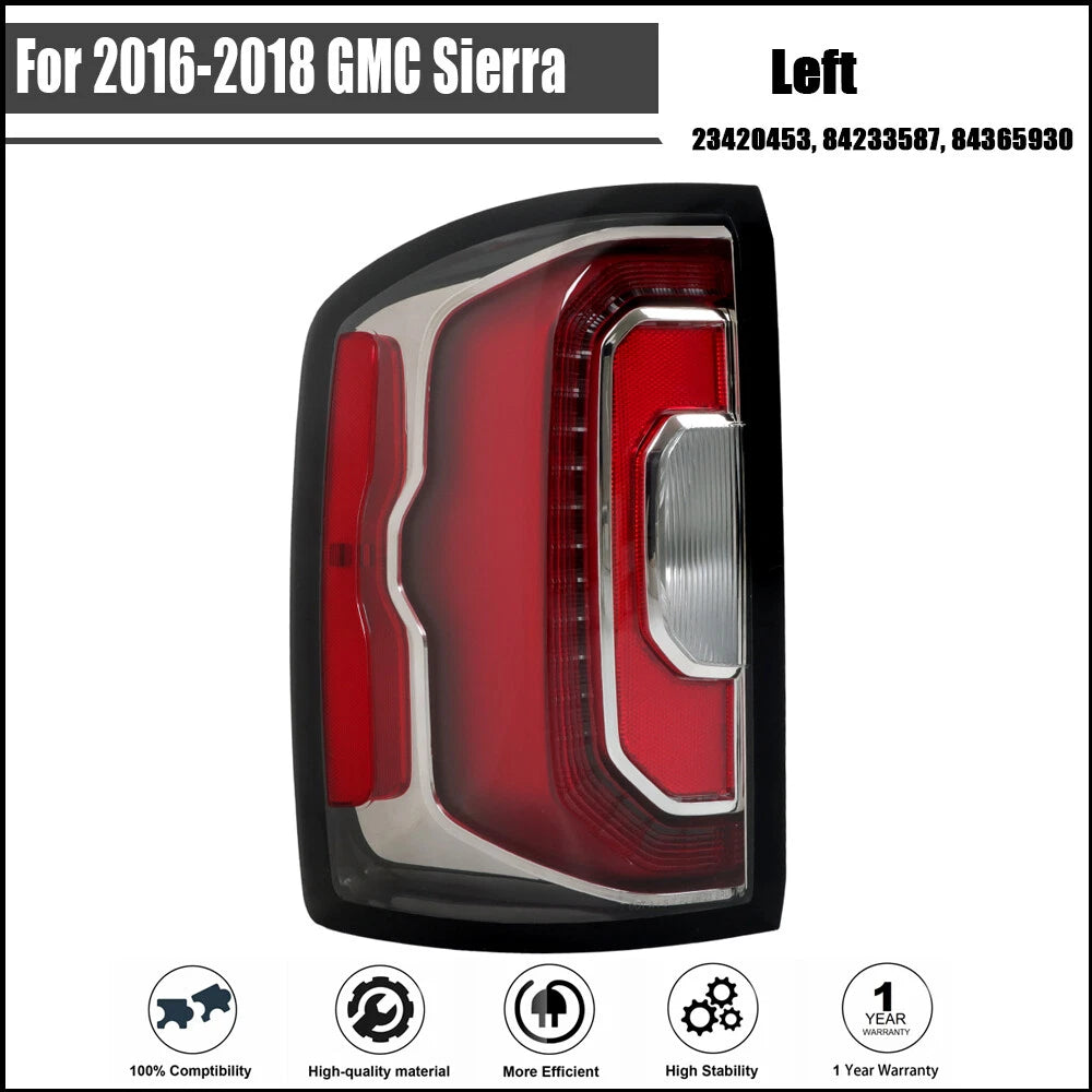 LED Rear Left Brake Tail Light Assembly for GMC Sierra (2016–2018)