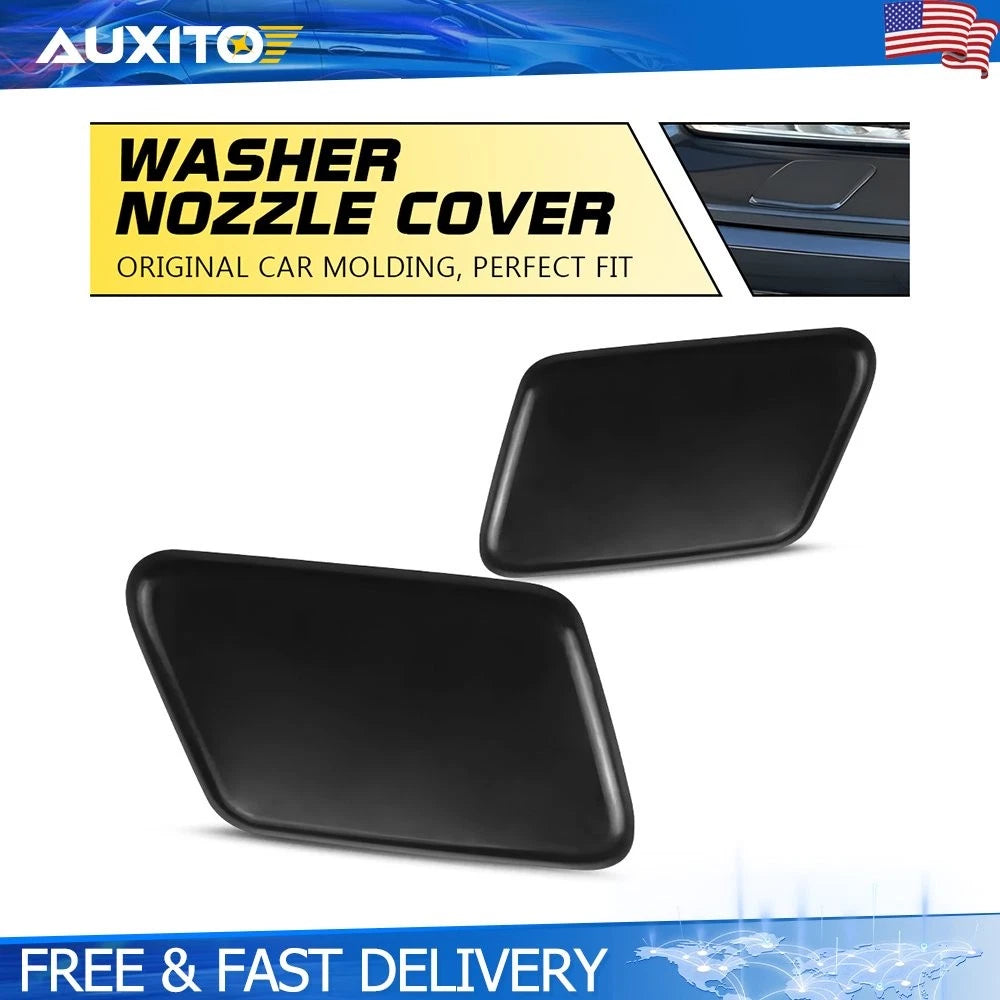 2X Black Headlight Washer Cover for Volvo S60 (2005–2009)