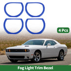 Set of 4 Headlight Trim Bezels for Dodge Challenger (2015–2024) ABS Blue