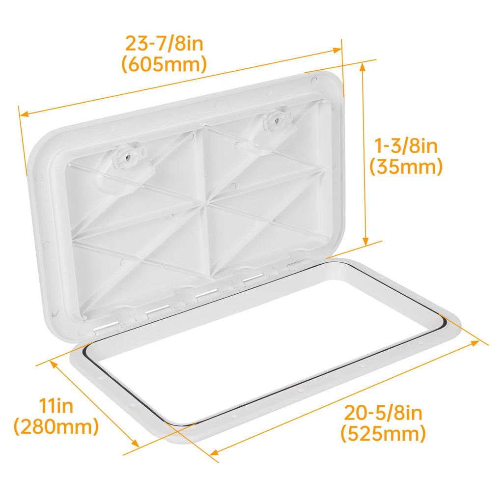 24" x 14" Marine Deck Access Hatch for Boat Caravan RV (180 Lid Hinge)
