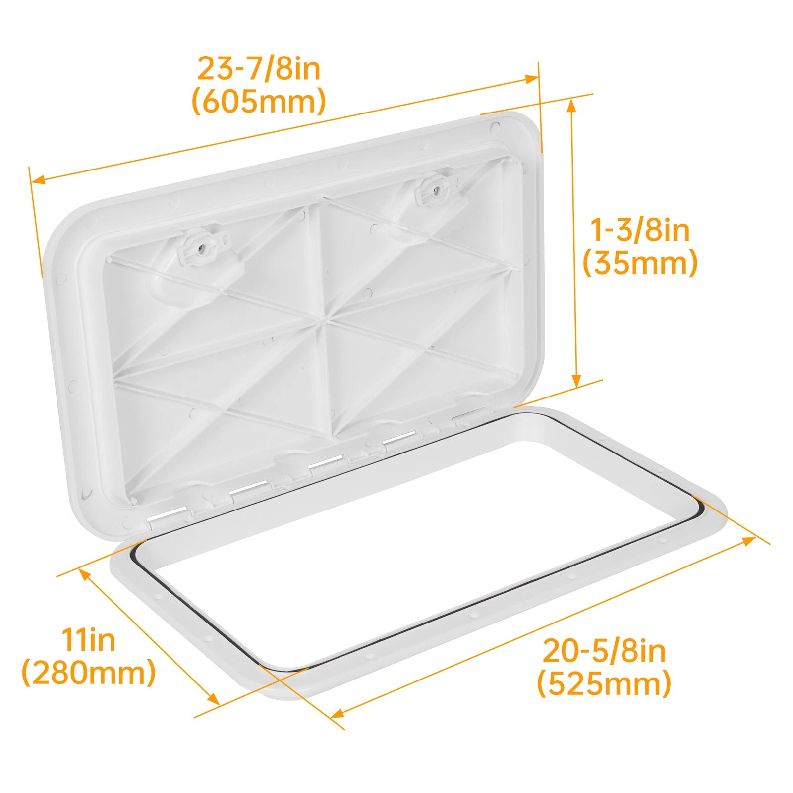 24" x 14" Marine Deck Access Hatch for Boat Caravan RV (180 Lid Hinge)