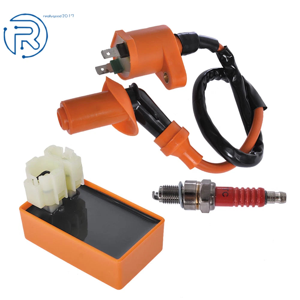 CDI Box Ignition Coil Spark Plug for GY6 Scooter (50CC-150CC)