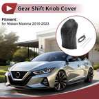 1Pc Gear Shift Knob Cover for Nissan Maxima (2016–2023) Black Gray Faux Leather