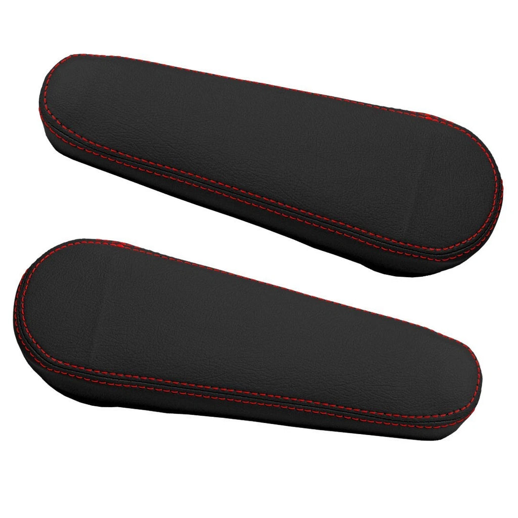 Leather Synthetic Armrest Cover for Honda Element (2005–2011) Black Red Stitch