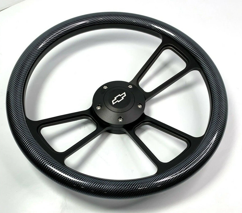 14 inch Black Steering Wheel Gloss Carbon Fiber for Toyota (2005–2015)