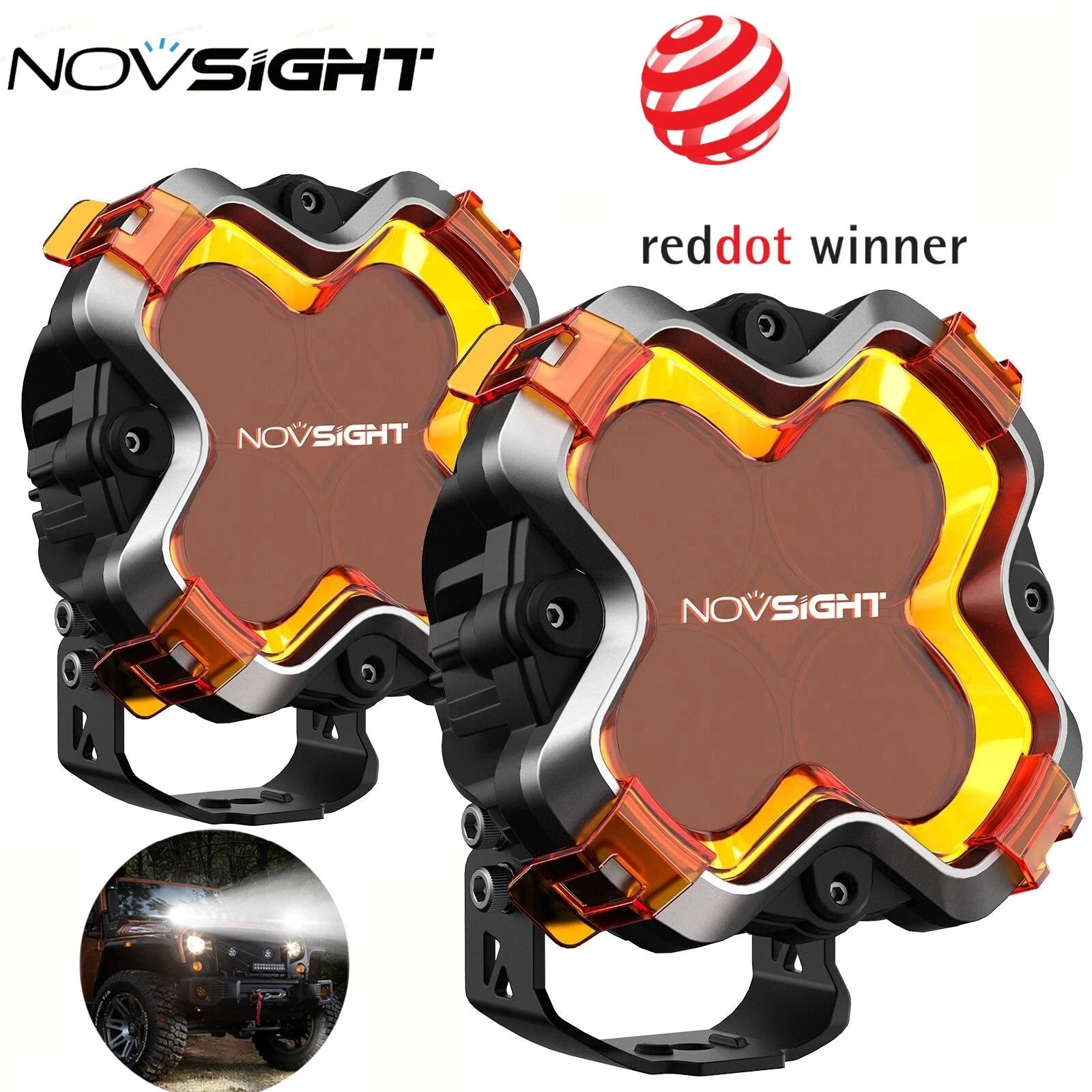 2X NOVSIGHT HALO 6" LED Work Lights Pod Spot Beam for Jeep SUV