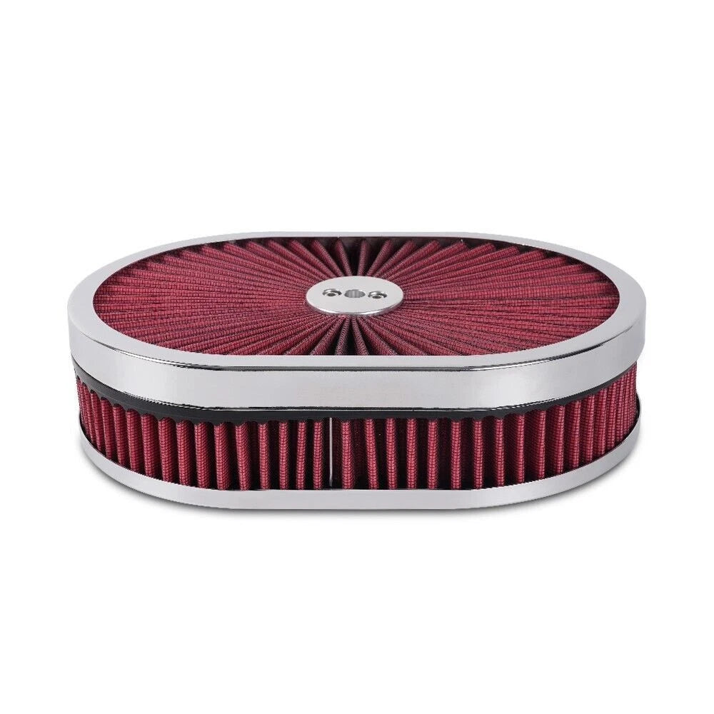 12" Oval Full Finned Air Cleaner Washable Filter for Carburetors (5-1/8”)