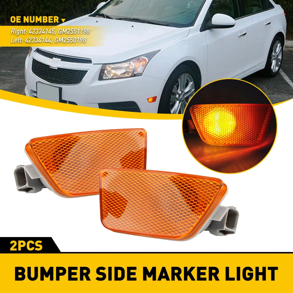 Amber Lens Front Bumper Side Marker Lights for Chevy Cruze (2011–2015)