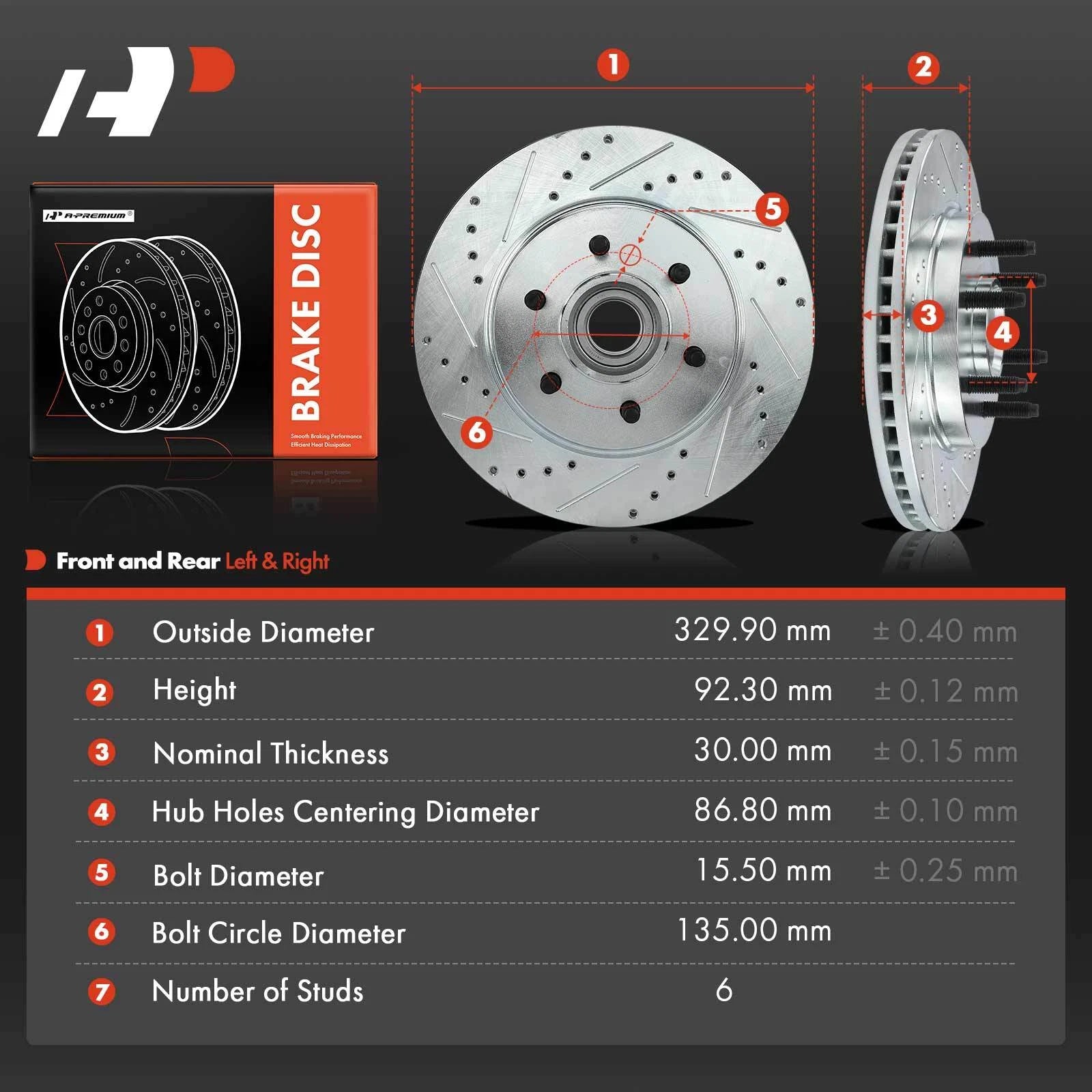Front Drilled Brake Rotors for Ford F-150, Lincoln Mark LT (2004–2008)