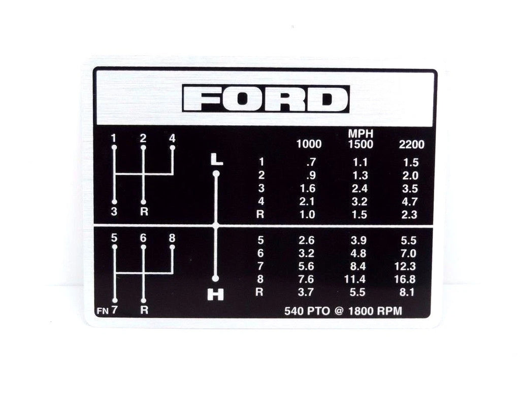 Gear Change Decal for Ford 2000 2600 3000 3600 Tractors (1970–1990)