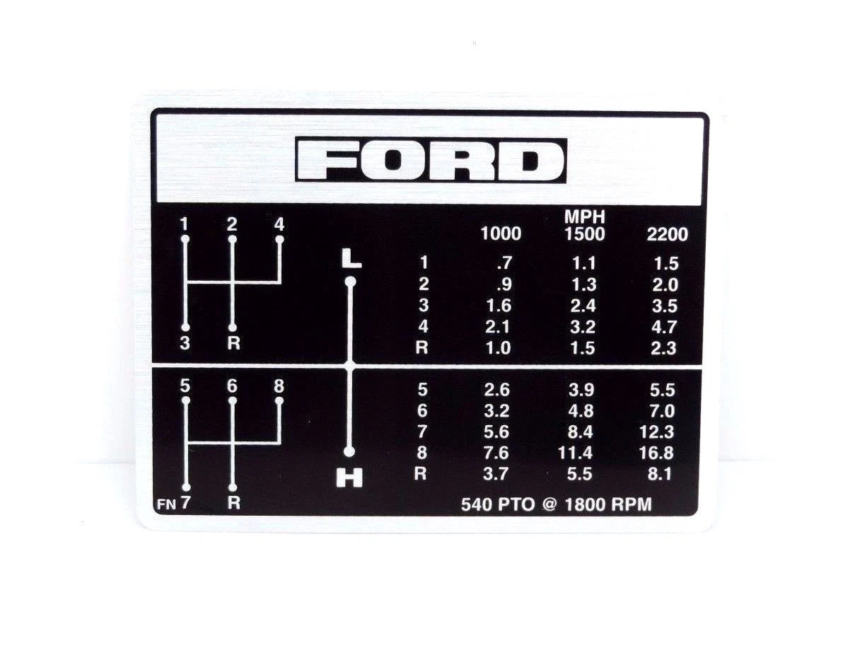 Gear Change Decal for Ford 2000 2600 3000 3600 Tractors (1970–1990)