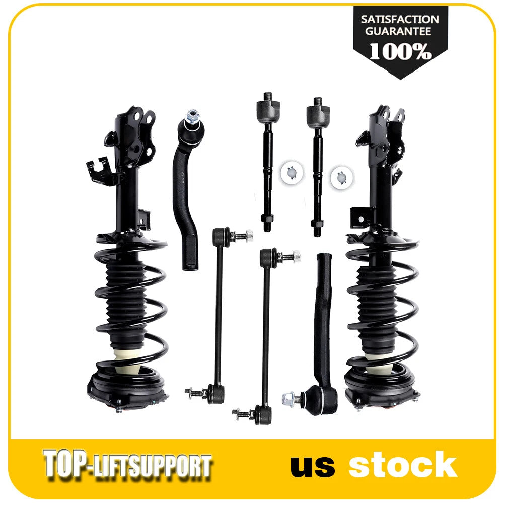 Front Struts Pair with Inner Outer Tie Rods & Sway Bar for Nissan Versa (2007–2012)