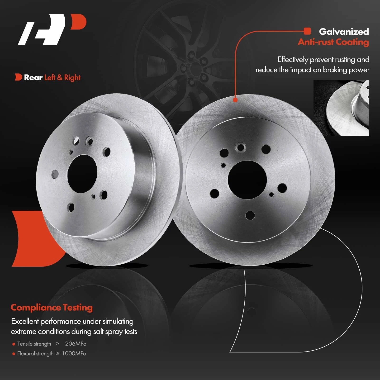Rear Disc Brake Rotor & Pads for Toyota Sienna AWD (2011–2024)