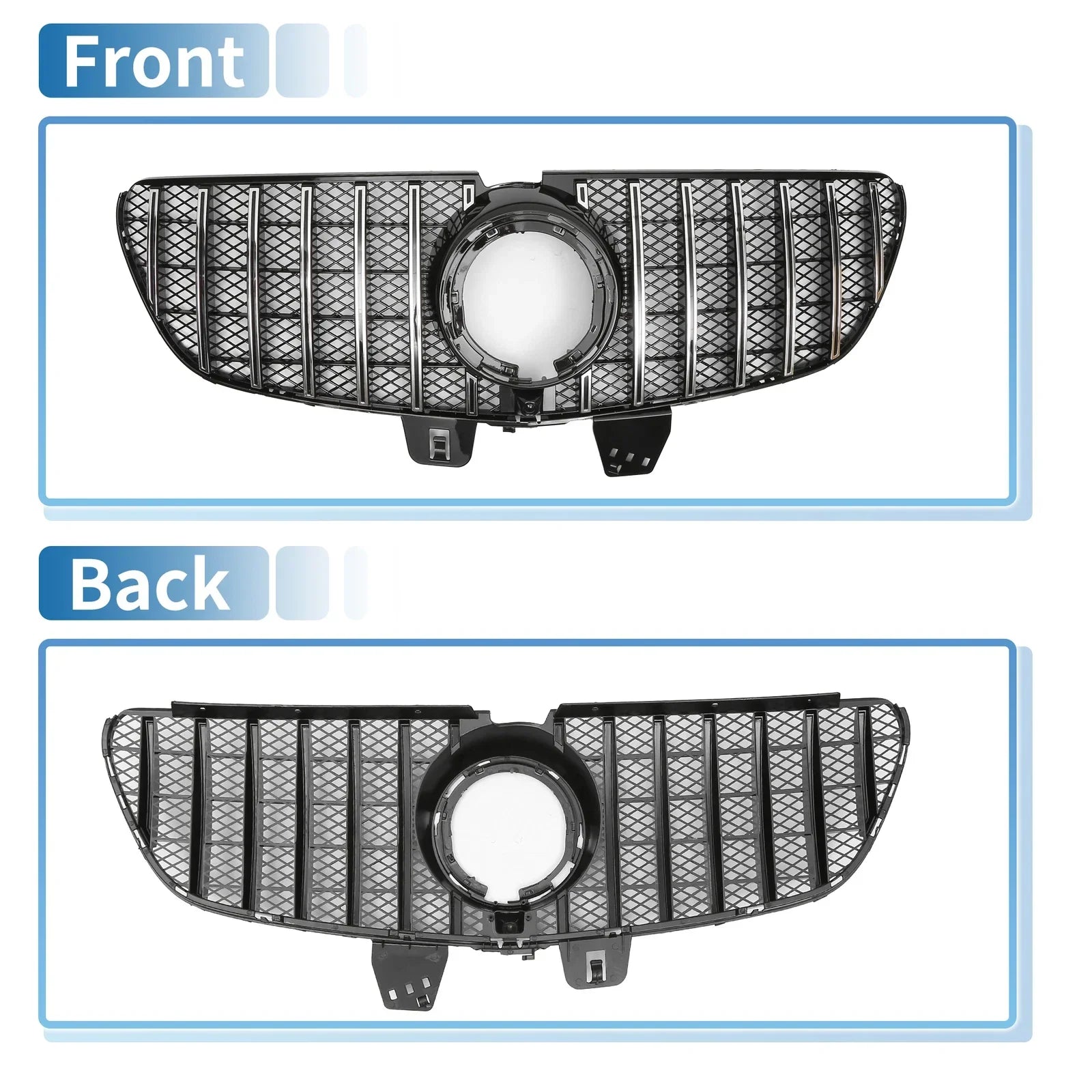 Front Upper Bumper Grille for Mercedes-Benz V-Class (2014-2023) Chrome Silver
