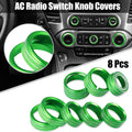 8 Pcs Green AC Radio Switch Knob Cover for Chevy Silverado, GMC Sierra (2014–2018)