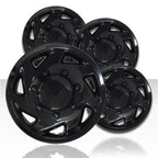 16" 7 Spoke Gloss Black Wheel Covers with Ford E-150/E-450 Style (Set of 4)