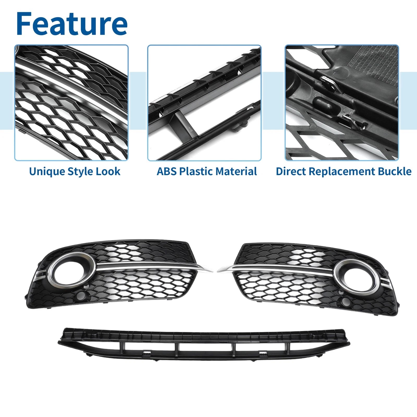 Set of 1 Front Lower Bumper Grille for Audi Q5 (2017) No. 8R0807681S Black