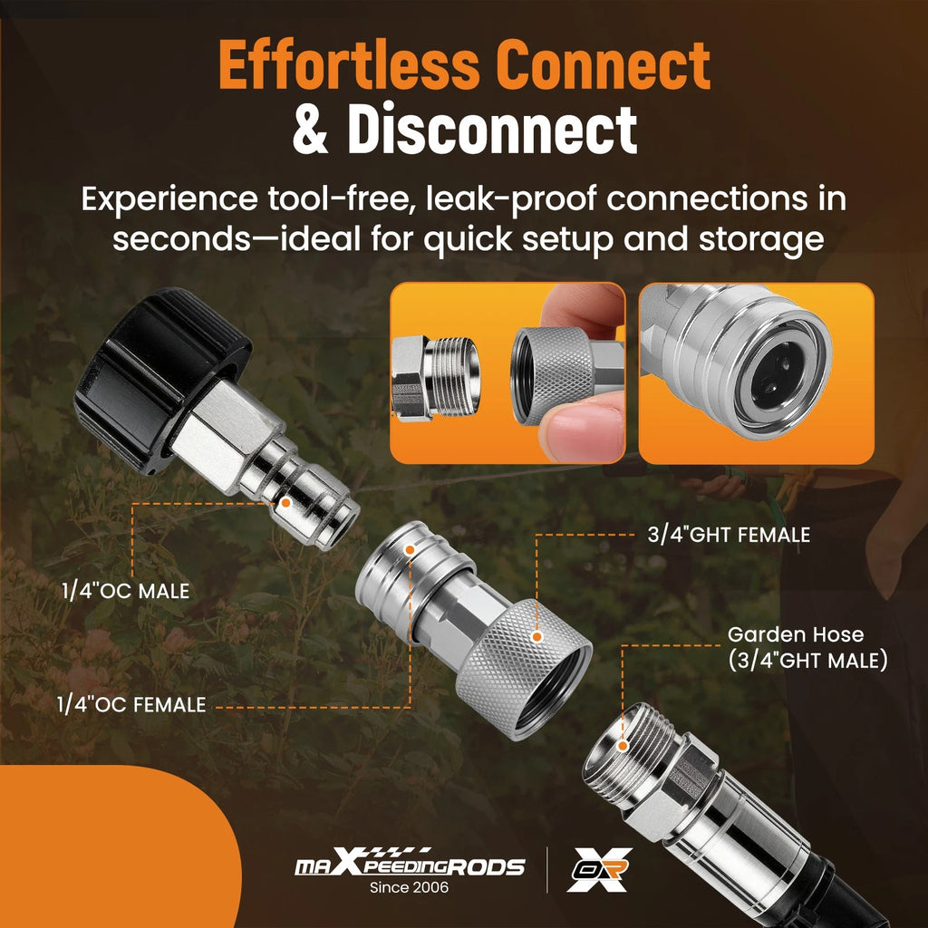 Pressure Washer Adapter Fitting for Garden Hose (3/4" GHT to 1/4" Quick Connect)