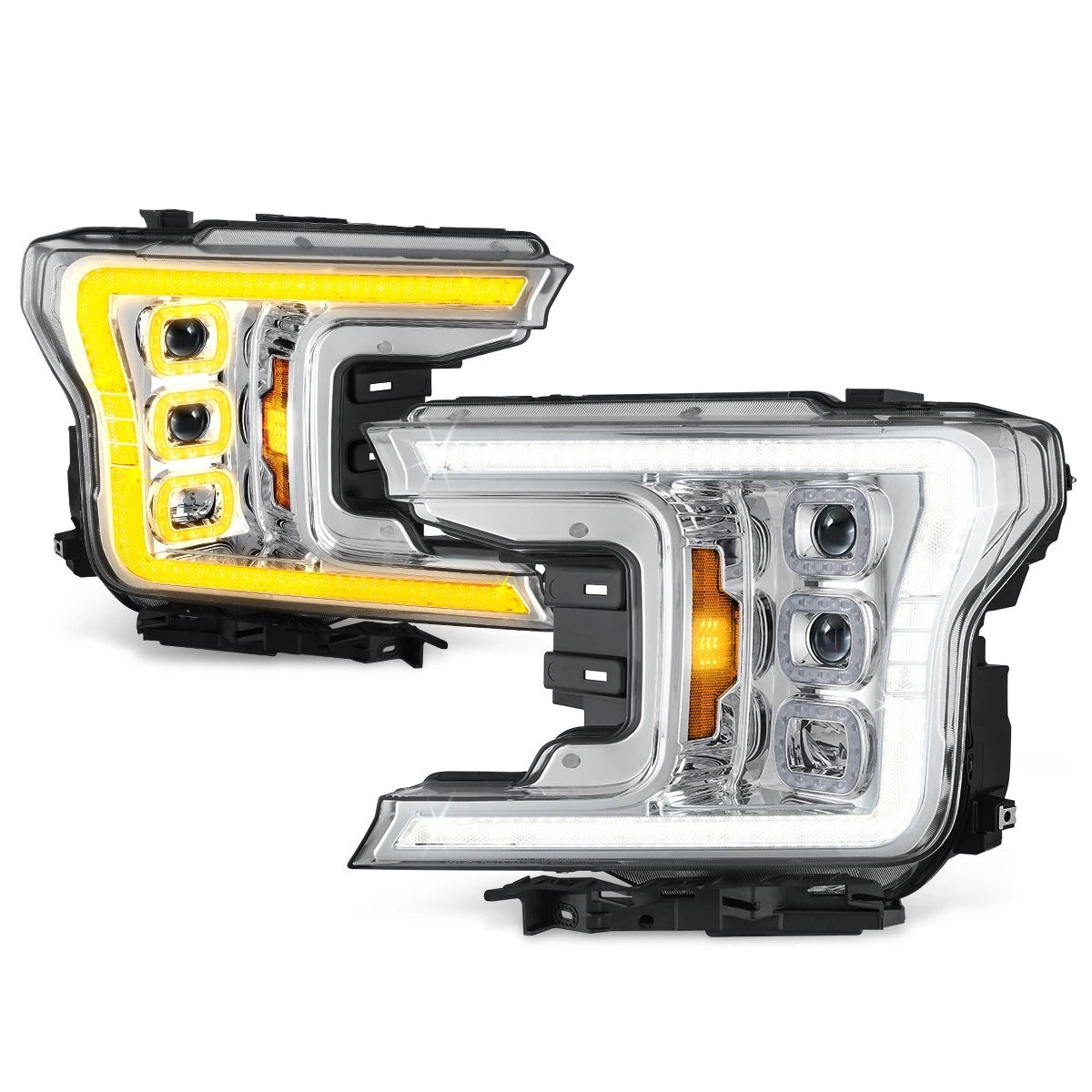 LED DRL Sequential Turn Signal Projector Headlights for Ford F-150 (2018–2020)
