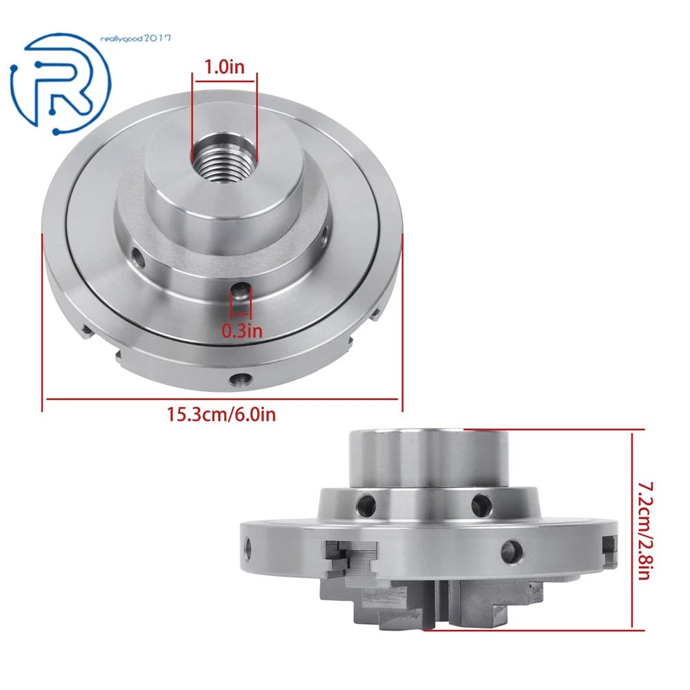 6-Inch 4-Jaw Self-Centering Lathe Chuck for Lathe (1" × 8TPI Thread)