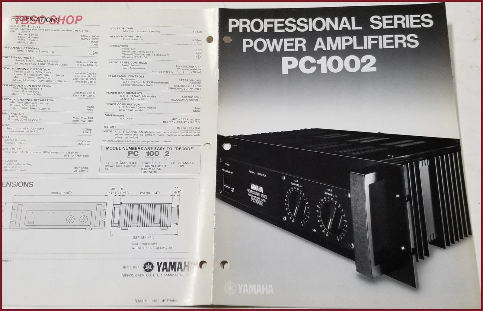 Yamaha PC1002 Power Amplifier for Yamaha PC1002 (1990–1990)