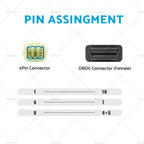 6 Pin OBD Diagnostic Cable for Kawasaki KTM Motorcycle (6 Pin to 16 Pin)