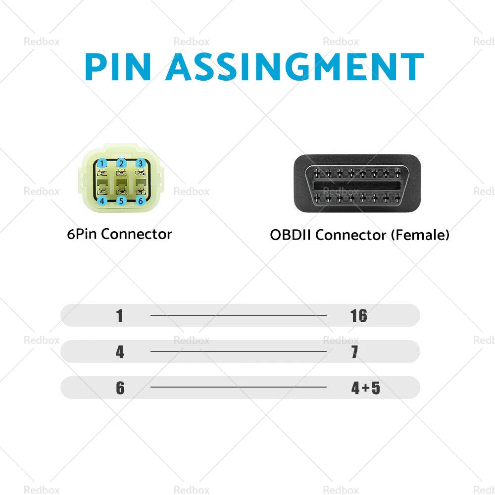 6 Pin OBD Diagnostic Cable for Kawasaki KTM Motorcycle (6 Pin to 16 Pin)