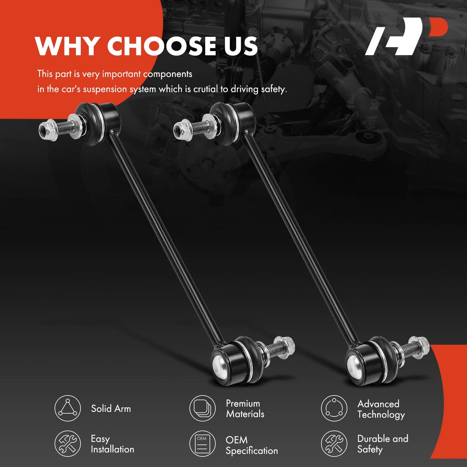 2X Front Side Sway Bar Link for Jeep Cherokee (2019–2023) 4WD AWD