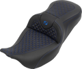 SADDLEMEN Roadsofa Seat for Harley Davidson (2000–2023) - Dragon Stitch - Blue Stitch