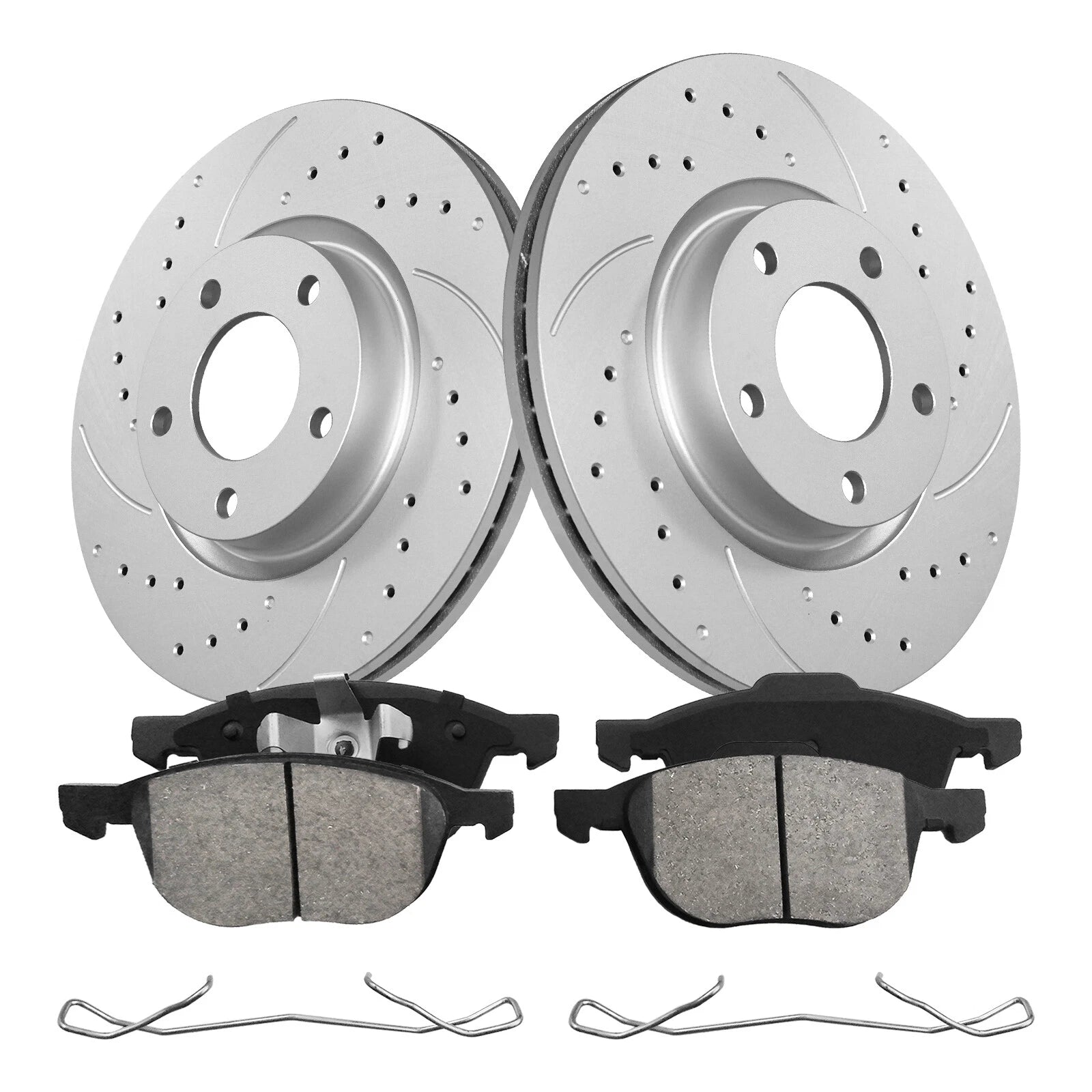 Front & Rear Drilled Rotors Brake Pads Kit for Mazda 3 (2005–2013)