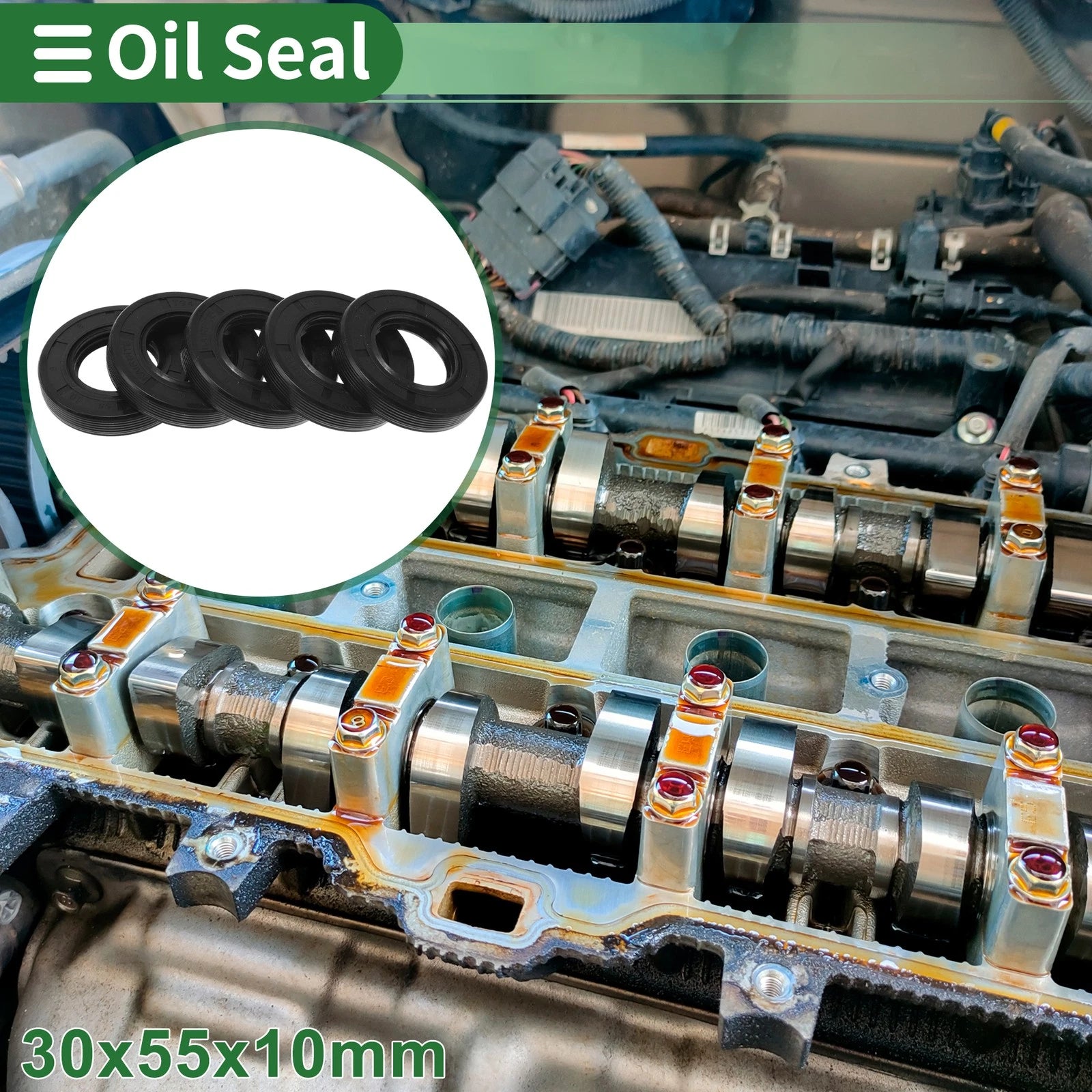 Set of 5 Oil Seal TG4 Lip Seal Ring NBR Rubber 30x55x10mm