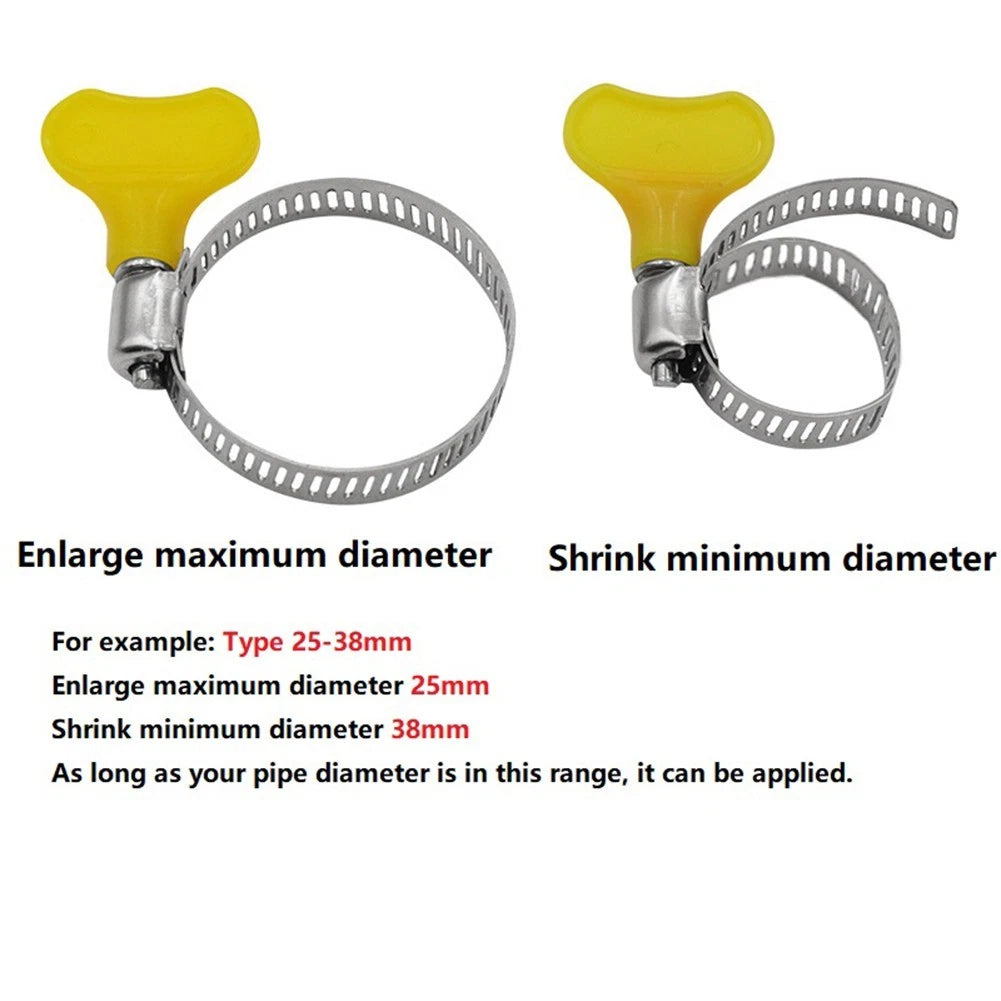Set of 5 Hose Clamps 10-38mm Corrosion-Resistant Gas Leak Waterproof