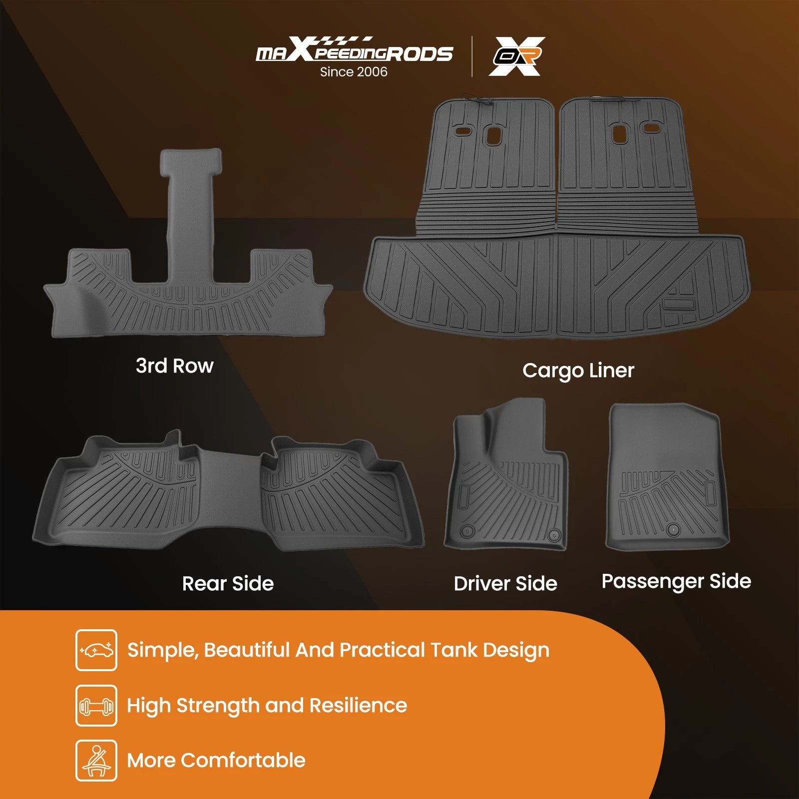 Set of 4 All-Weather Carpet Floor Mats for Kia Sorento (2021–2025)