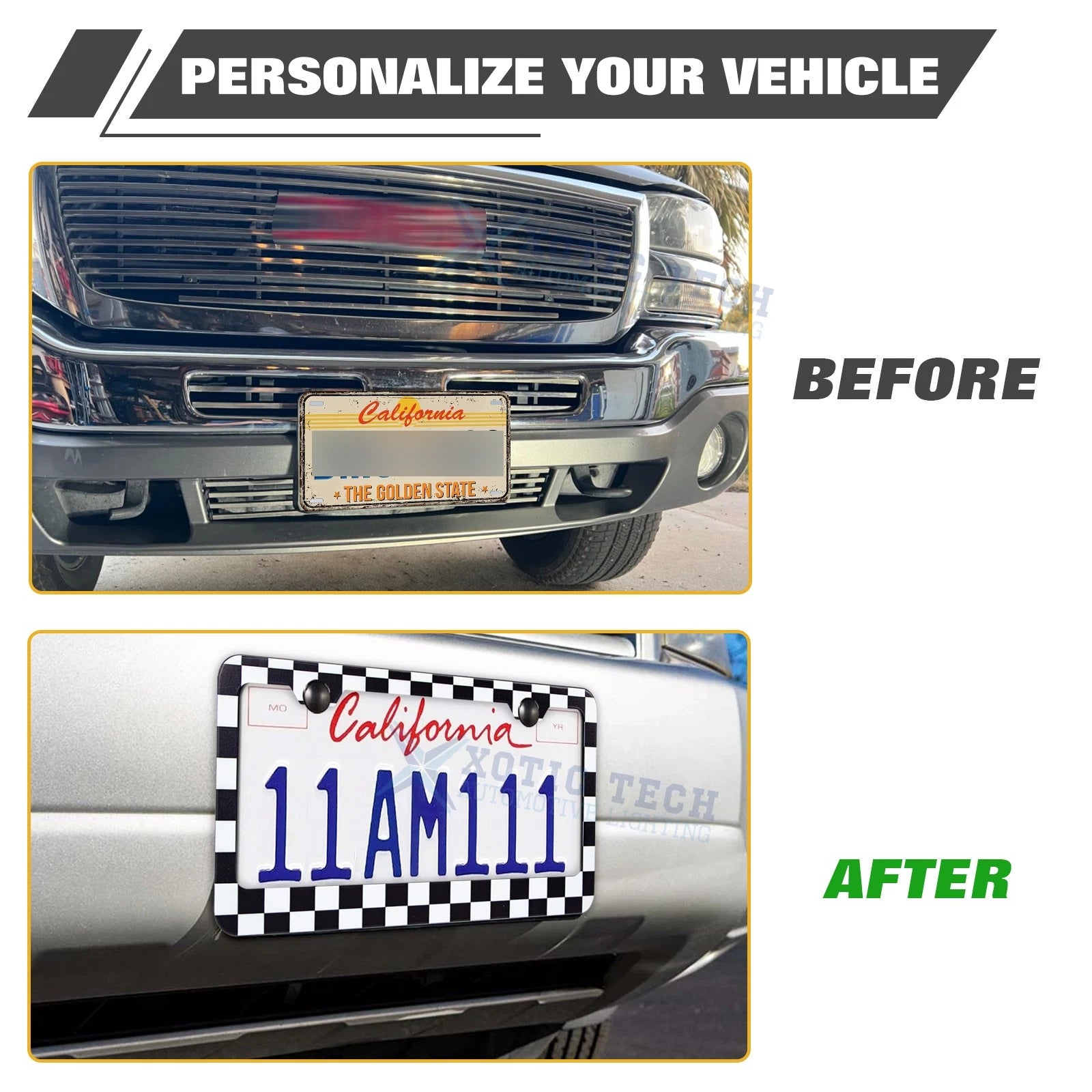 License Plate Frame for Universal Fit (Stainless Steel, Rust Proof, Weatherproof)