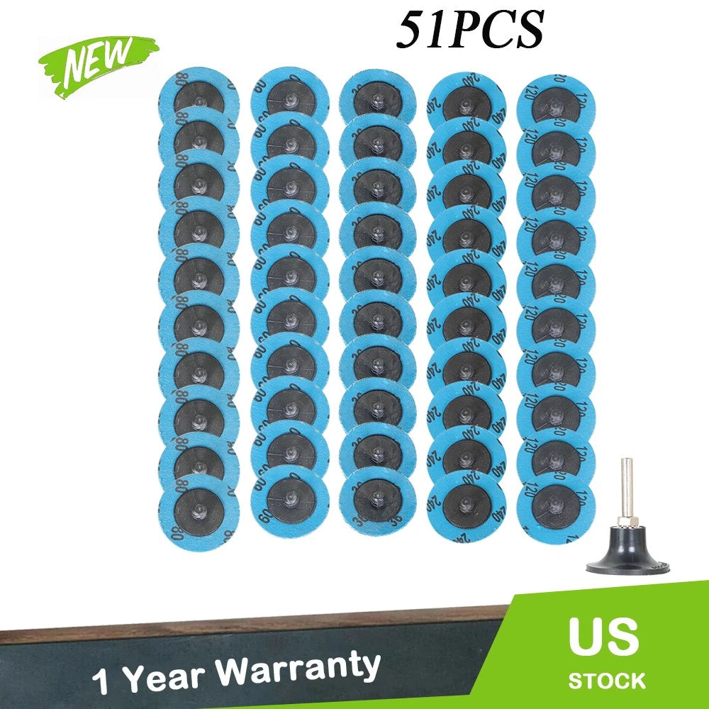 Set of 51 Sanding Discs for Die Grinder (2" Quick Change)