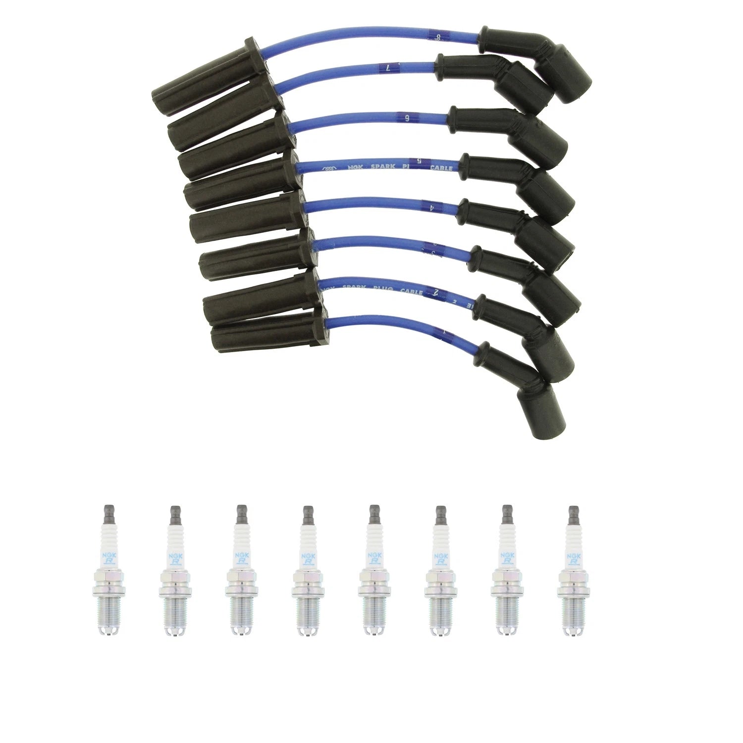 NGK Wire Set & 8 Spark Plugs for GMC Savana 1500 5.3L V8 LMF (2009)